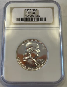 NGC certified PROOF-68 FBL 1957 50C AS - Picture 1 of 4