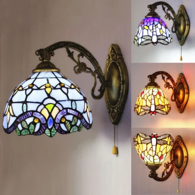 BAYCHEER Stained Glass Wall Sconce Single Lamp Tiffany Indoors Wall Light Dragonfly