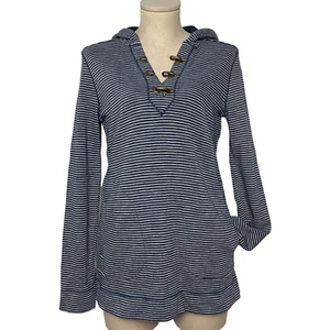 Ralph Lauren Women Hoodie Sweatshirt Long Sleeve Pockets Stripe Blue XS New - Picture 1 of 7