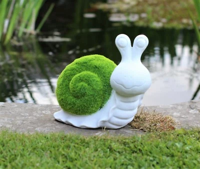 Garden Ornaments Snail Slug Animal  Flocked Grass Effect Outdoor Sculpture - Image 1 of 4