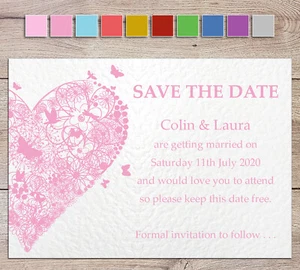 50 BOHO Save The Date Cards Personalised for Wedding Handmade & Free Envelopes - Picture 1 of 11