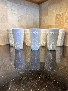 Vintage Indiana Colony Milk Glass Harvest Grapes Tumblers 12 Ozs 7 Pcs - Picture 1 of 8