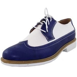Nuevos zapatos para hombre moda con cordones estilo oxfords cuero sintético azul blanco - Imagen 1 de 7