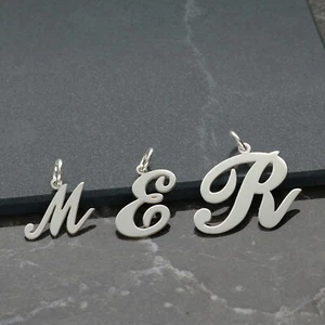925 Sterling Silver Any Initial Letter Pendant Charm Small Medium Large A-Z - Picture 1 of 27