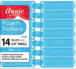 Annie Salon Style Foam Hair Rollers - 5/8" Blue, 14-Piece Heatless Curling Set - Picture 1 of 4
