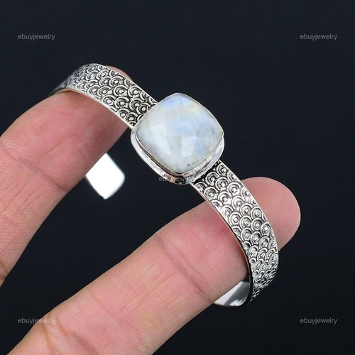 VALENTINO Regalo di compleanno per il suo bracciale naturale pietra di luna arcobaleno regolabile argento 925