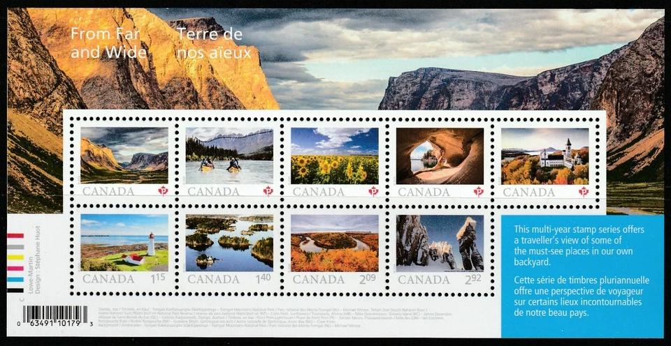 Canada #3423, From Far and Wide, Souvenir Sheet of 9, MNH 2024 - Image 1 of 1