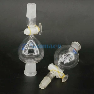60-125ml #14 #19 #24 Joint Ball Shaped Lab Separatory Funnel With Glass Stopcock - Picture 1 of 9