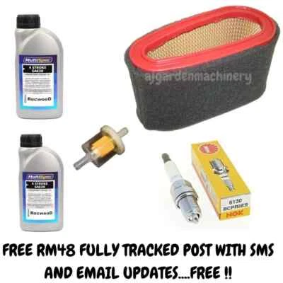 ROCWOOD Mountfield 1636H 1636M Engine Service Kit Spark Plug, Air & Fuel Filter, Oil