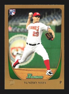 2011 Bowman Baseball Gold RC #200 Yunesky Maya Gold