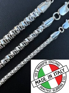 Real 925 Sterling Silver Diamond Cut Sparkle Ice Rope Chain Necklace 3-5mm ITALY - Picture 1 of 16