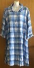 **grae Linen**dress Szm/l  Mid Length Sleeves Blue&white Gingham Check Button Up