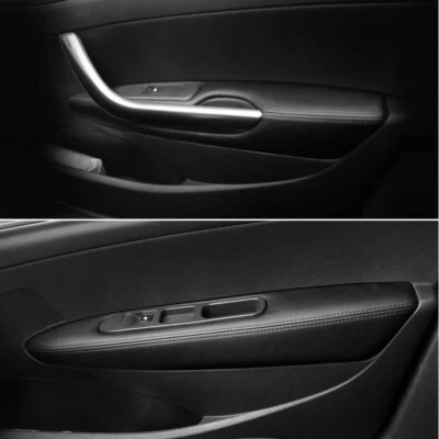 4x Protetor de Tampa de Painéis de Porta de Couro Linha Preto-Vermelho Para Peugeot 308 2009-2014 - Imagem 1 de 4