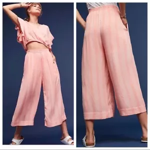 NWT NEW Anthropologie Maeve Nell Wide Leg Pink Rose Cropped Pants Small S - Picture 1 of 3