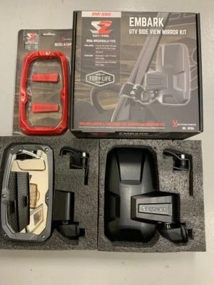 Polaris Ranger XP 1000 2017-2022 Side View Mirrors Folding Seizmik Embark Red - Image 1 of 4