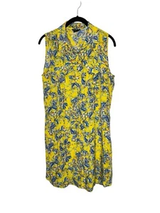 Club Monaco Womens Shirt Dress 8 Silk Button Front Preppy Chest Pockets Yellow - Picture 1 of 13