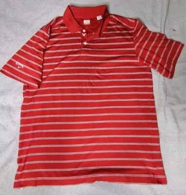 Callaway Men's C-Tech Golf Polo Size Xtra Large Red W/ White Stripes Performance - Image 1 of 4