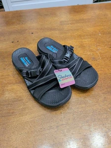 Skechers Women's Reggae Slides Black Size 6 Outdoor Lifestyle Perfect Sandals - Picture 1 of 4
