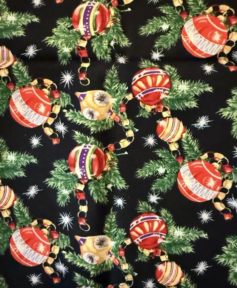 Karen Jarrar For Marcus Brothers Textiles Fabric Christmas Ornaments 31 x 42” - Image 1 of 3