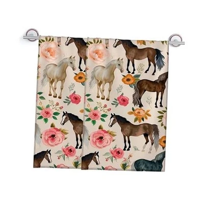 Juego de 2 Toallas de Mano Temáticas Florales Caballo para Baño Decorativas, Color3 Foto 1 de 4