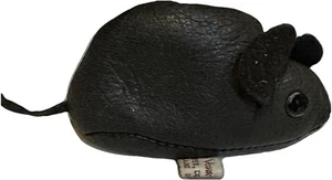 VINTAGE SCHWARZE MAUS HERGESTELLT IN INDIEN SITZSACK SPIELZEUG HALLOWEEN SANDY VOHR’S LEDER ZOO - Bild 1 von 15