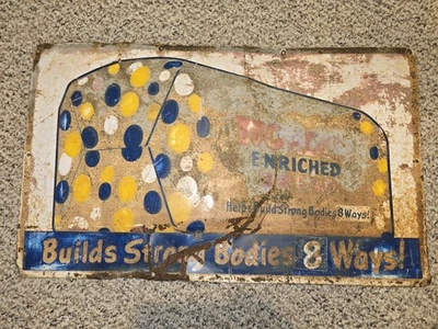 Vintage 50's Wonder Enriched Bread Metal Sign,18x30,Builds Strong Bodies 8 Ways - Image 1 of 4