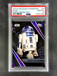 2023 Topps Chrome Black Star Wars #59 R2-D2 Purple Refractor /125 PSA 10 Gem - Picture 1 of 2