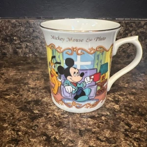 LENOX DISNEY Mickey and Pluto 1999 Animated Classics Mug Collection Gold Trim - Picture 1 of 4
