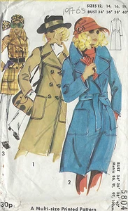 1970s Vintage Sewing Pattern B34-36-38-40 COAT (R744) - Picture 1 of 2
