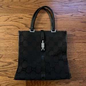 GUCCI Vintage Jackie GG Line Tote Bag Lederbesatz - Bild 1 von 12