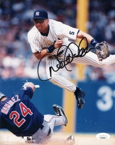 Derek Jeter Signed Autographed 8X10 Photo Yankees Double Play Jump JSA YY54329 - Picture 1 of 2
