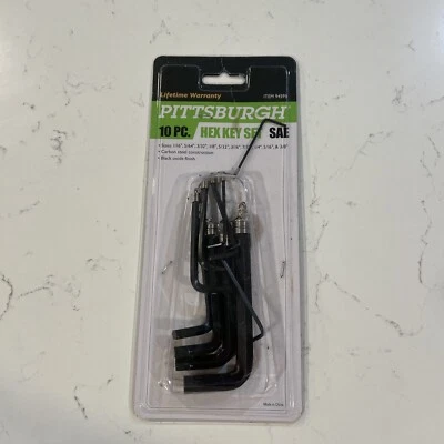 10 piece SAE Hex Key Set KEYS 1/16 3/32 1/8 5/32 3/16 7/32 1/4 5/16 3/8 inch - Image 1 of 4