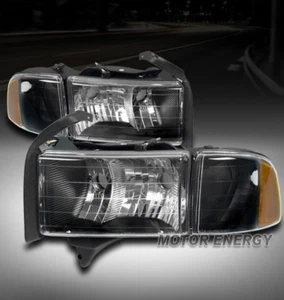 FOR 99-01 RAM 1500 SPORT HEADLIGHT W/CORNER TURN SIGNAL LAMP BLACK LEFT+RIGHT - Bild 1 von 4