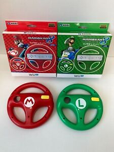 Mario Kart Mario&Luigi Red Green Hori Racing Wheels Set For Nintendo Wii & Wii U
