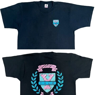VTG 80s Yale University T Shirt Mens Size XL Neon Pastel Blue RARE Made In USA - Image 1 of 4