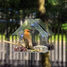 Glass Window Viewing Bird Feeder Hotel Table Seed Peanut Hanging Suction House 
