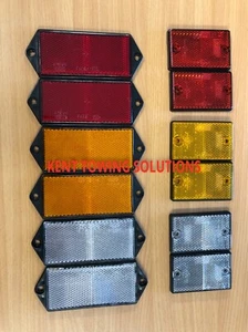X12 Bulk RADEX Maypole Red, Amber, Silver Clear Rectangular Drilled Reflectors - Picture 1 of 10
