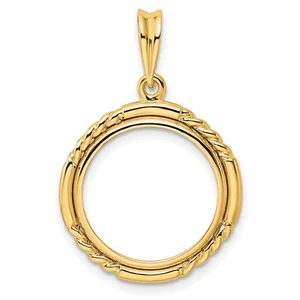 1991-Now �10 Austria 1/10 oz Philharmonic Prong Set Twisted Coin Bezel 14k Gold - Picture 1 of 7