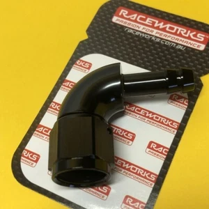 Raceworks RWF-413-10BK AN10 Female to 5/8" Barb 90 Degree -10AN 15 mm Black - Picture 1 of 2