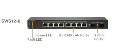 02-SSC-2462 SonicWall Switch SWS12-8 with 8 1 GB Ports & 2 SFP Ports 02-SSC-2462 - Image 1 of 2