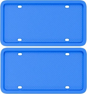 2X Blue Silicone License Plate Frame Rubber License Plate Bracket Holder - Bild 1 von 4