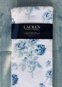 NWT 2 Ralph Lauren Kitchen Towels White Blue & Green Floral Terry Cloth Backing - Picture 1 of 4