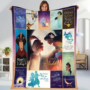 Aladdin and Princess Jasmine Blanket | Aladdin Magic Blanket Genie Princess - Picture 1 of 4