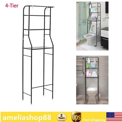Estante de almacenamiento sobre el inodoro organizador de ahorro de espacio de estante de baño de metal de 4 niveles Foto 1 de 4