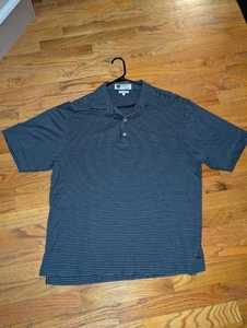 Iliac Golf Poloshirt Herren Large schwarz gestreift Luxus Hybrid Baumwolle Poly Stretch - Bild 1 von 3