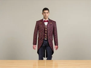 Handmade Men Steampunk Tailcoat Gothic Brocade Coat Custom Victorian Gothic - Picture 1 of 5