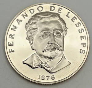 1976 Panama 50 Centesimos Proof KM#38.1 Franklin Mint Set Copper-Nickel Lesseps - Picture 1 of 2
