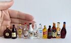 Lot de 12 bouteilles de vin whisky rhum liqueur échelle 1:12 maison de poupée miniatures