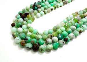Natural Grade A Green Chrysoprase Gemstone Faceted Round Beads 6mm 8mm - RNF114B - Picture 1 of 4