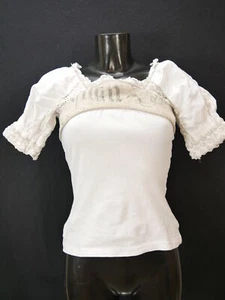 Gr.36 Trachtenbluse weiß Bluse Stockerpoint mit Stretch Spitze Besatz TB8121 - Bild 1 von 4